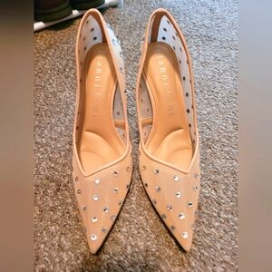 Brand New Gianni Bini Tan Heels with Silver Accents